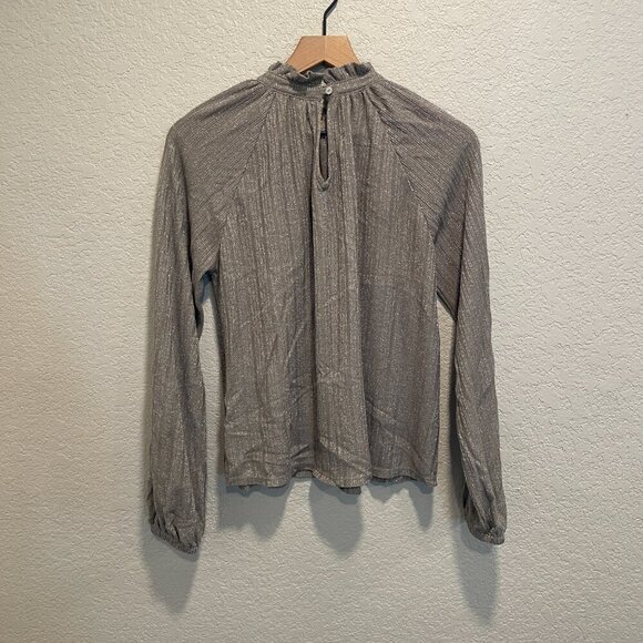 Altar'd State Gold Beige High Neck Blouse Small - Picture 8 of 8